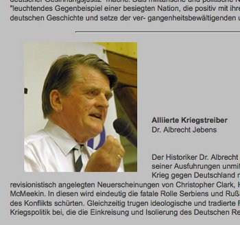 Albrecht Jebens auf der Internetseite der Gesellschaft für freie Publizistik. Screenshot