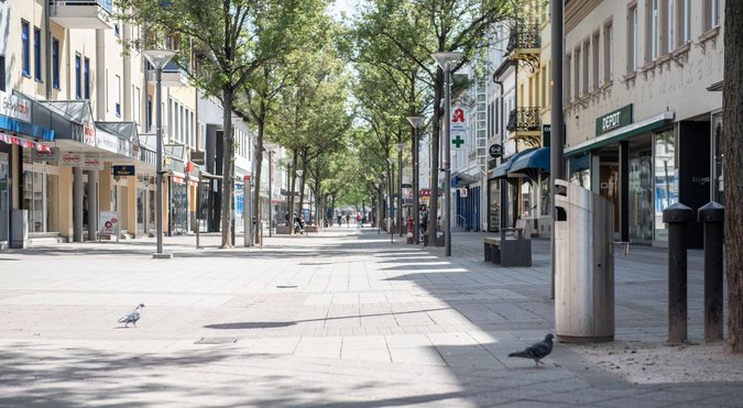 Wie leergefegt: die Kehler Fußgängerzone. Wie leergefegt: die Kehler Fußgängerzone.
