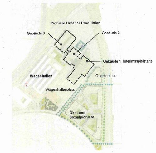 Aktuell geplanter Standort der Interimsoper auf dem Areal Innerer Nordbahnhof. Grafik: Stadt Stuttgart