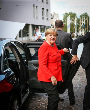 Angela Merkel zu Besuch in der Stuttgarter Liederhalle. 