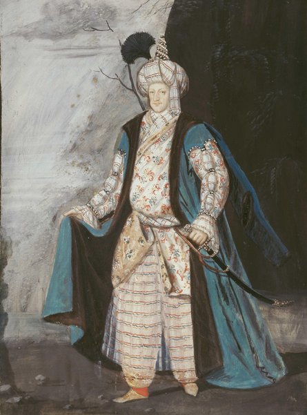 Kostümbild Markgraf Ludwig Wilhelm von Baden als Türke. Badischer Hofmaler (Ludwig Ivenet zugeschrieben), um 1705, Gouache auf Pergament. Staatliche Schlösser und Gärten BW, Schloss Favorite Rastatt. Foto: Adi Bachinger Kostümbild Markgraf Ludwig Wilhelm von Baden als Türke. Badischer Hofmaler (Ludwig Ivenet zugeschrieben), um 1705, Gouache auf Pergament. Staatliche Schlösser und Gärten BW, Schloss Favorite Rastatt. Foto: Adi Bachinger