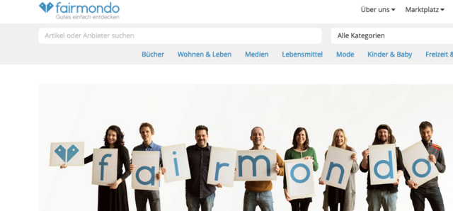 Eine Art grünes Amazon. Screenshot: www.fairmondo.de