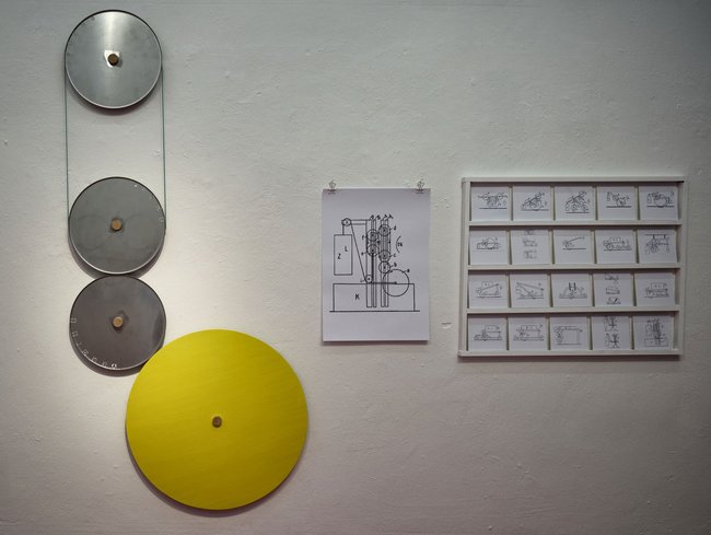 Modell eines Perpetuum mobile nach einer Zeichnung von Paul Scheerbart.