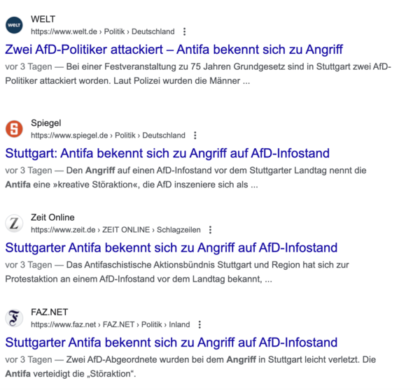 Viele Medien haben die dpa-Meldung übernommen. Screenshot: Google Viele Medien haben die dpa-Meldung übernommen. Screenshot: Google