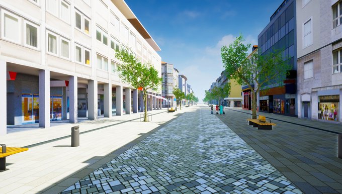 An heißen Tagen weniger erfrischend: die Kaiserstraße, wie sie bald aussehen soll. Visualisierung: mach:idee