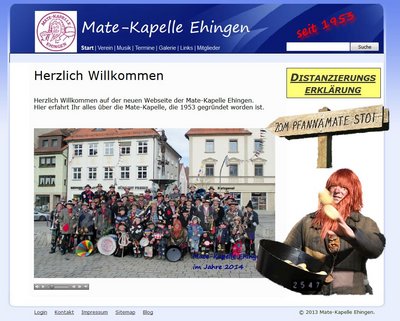 Auf der Website der Mate-Kapelle ist die Distanzierungserklärung prominent platziert. Screenshot: www.matekapelle.de