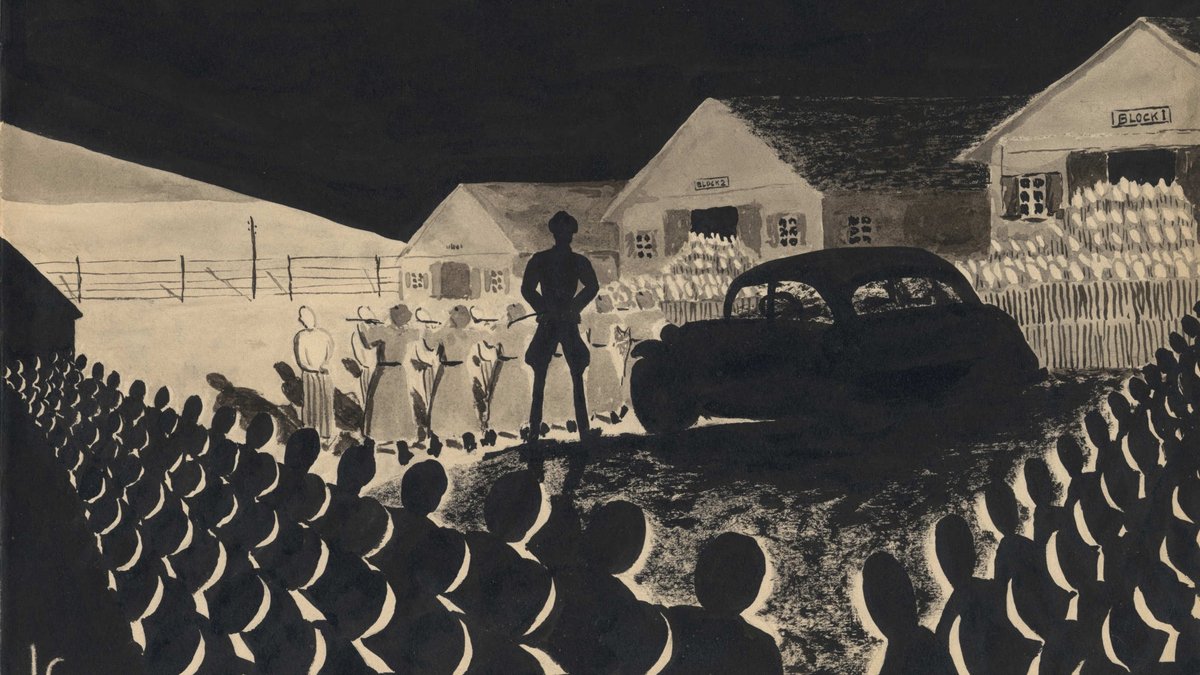 Exekution im KZ Dautmergen, gemalt von Alex Sofers Mitinsassen Ludovic de La Chapelle. Foto: Immo Opfermann