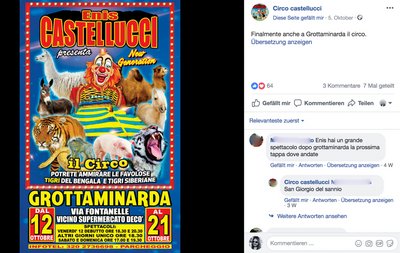 Keine Erfindung von Kontext: Manege frei für den Circo castellucci! Screenshot: Facebook