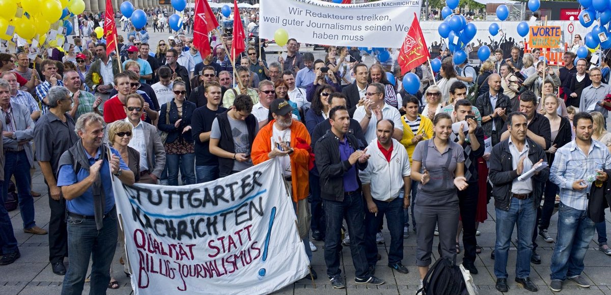 Streik bei StZ und StN im Sommer 2011. Schon damals wurde "für Qualität statt Billigjournalismus" gestritten. Foto: Joachim E. Röttgers Streik bei StZ und StN im Sommer 2011. Schon damals wurde "für Qualität statt Billigjournalismus" gestritten. Foto: Joachim E. Röttgers