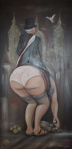 Blutritt in Weingarten, die Frau kehrt hinterher. 