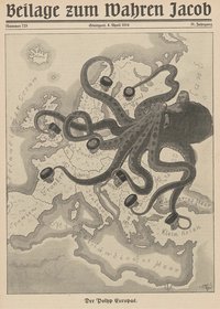 "Der Polyp Europas" (4. 4. 1914): Das Feindbild vom expansionsgierigen Russland existierte schon vor dem Krieg. Bild: Universitätsbibliothek Heidelberg