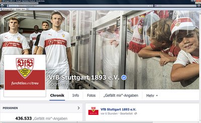 Furchtlos und treu - die Facebook-Seite des Fußball-Bundesligisten VfB Stuttgart. Screenshot