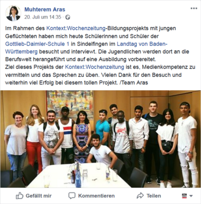 Muhterem Aras postete gleich ein Foto vom Besuch auf Facebook.