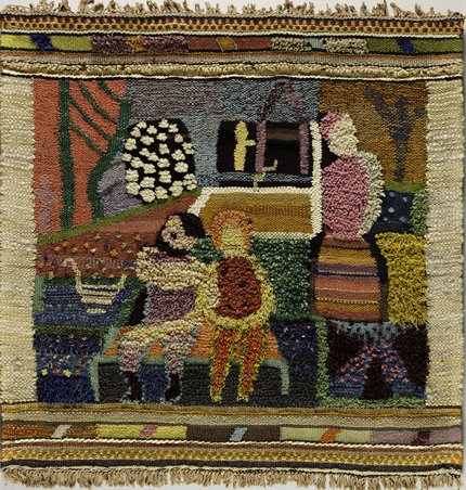 Paar im Garten. Wandteppich, nicht datiert. Foto: Kerkovius Archiv Wendelstein