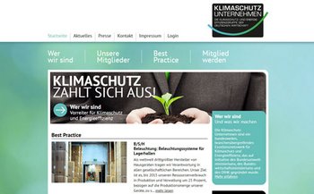 Internetportal der Klimaschutz-Unternehmen. Screenshot