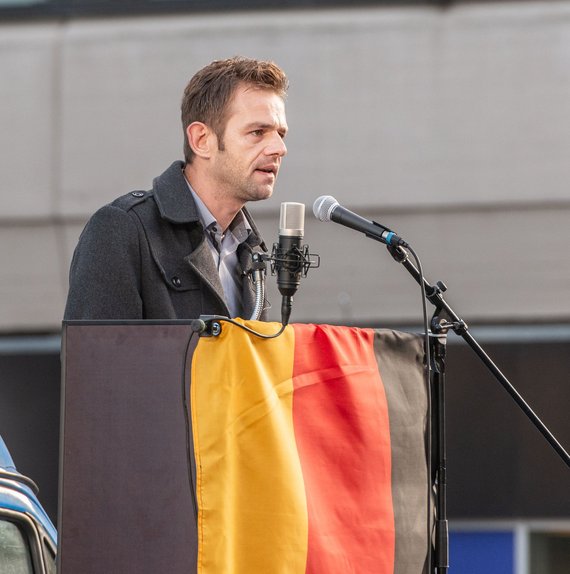 AfD-Politiker Andreas Mürter bei einer Kundgebung Ende 2020 in Stuttgart. 