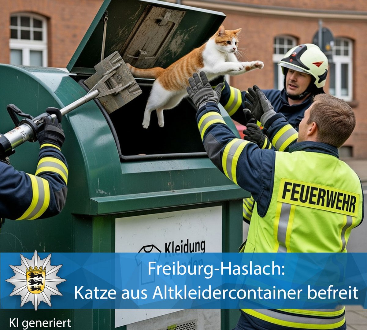 Ohne das Gerät links im Bild wäre sie dort niemals herausgehüpft. Screenshot: Polizei Freiburg