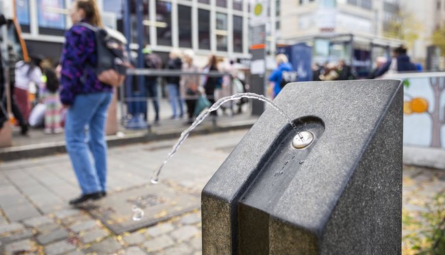 Trinkbrunnen auf dem Mannheimer Marktplatz – die Trinkwasserversorgung hat oberste Priorität. Foto: Julian Rettig
