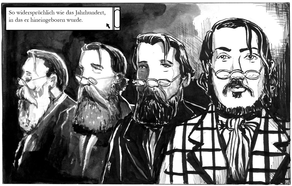 "Engels – Unternehmer und Revolutionär" widmet sich einem Leben voller Widersprüche. Mehr Comic-Bilder mit Klick auf den Pfeil.