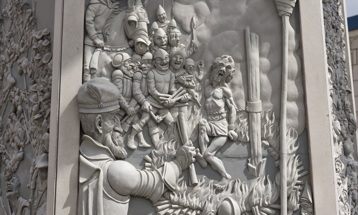 Auf Befehl des "Bauernjörg" wird der Bauernführer Jäcklein Rohrbach bei lebendigem Leib "gegrillt".