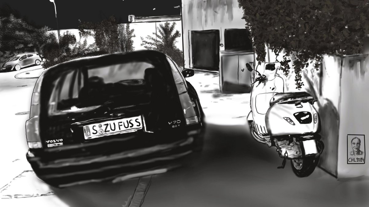 Auto und Roller im Weg.