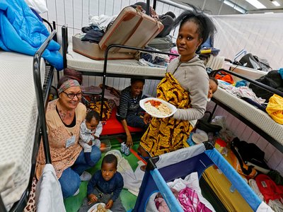 Geflüchtete in Stuttgart, Ende 2015. Foto: Joachim E. Röttgers