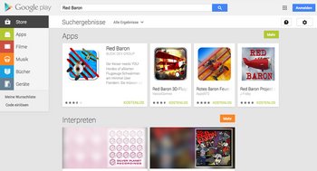 Download-Hit "Red Baron" bei Google Play. Screenshot