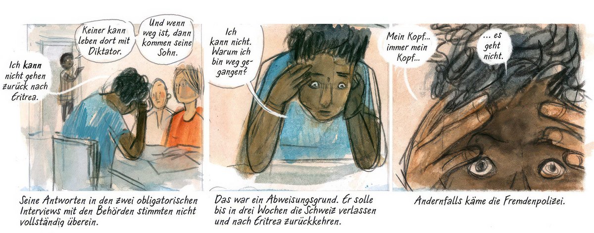 Ausschnitt aus dem Comic "Unsichtbar" über einen eritreischen Geflüchteten in der Schweiz. Bilder: Barbara Yelin