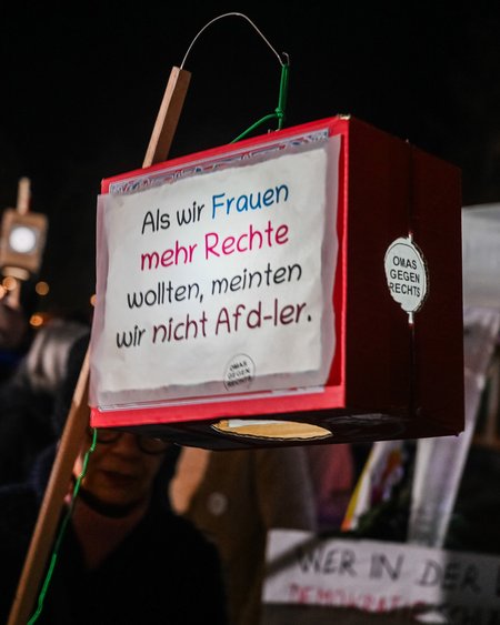 Laterne beim Protest gegen den Landesparteitag in Hechingen. Foto: Wolfgang Schmidt