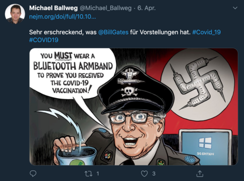 Sehr erschreckend, was Michael Ballweg teilt. Screenshot: Twitter Sehr erschreckend, was Michael Ballweg teilt. Screenshot: Twitter
