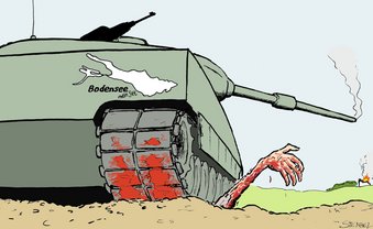 Eine Heimat, auf die man stolz sein kann. Karikatur: Oliver Stenzel.  Eine Heimat, auf die man stolz sein kann. Karikatur: Oliver Stenzel.