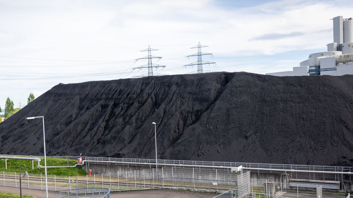 Steinkohlelager des Rheinhafen-Dampfkraftwerks Karlsruhe, betrieben von der EnBW. Foto: Julian Rettig