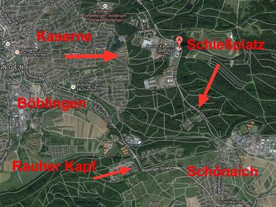 Panzerkaserne und Umgebung. 
