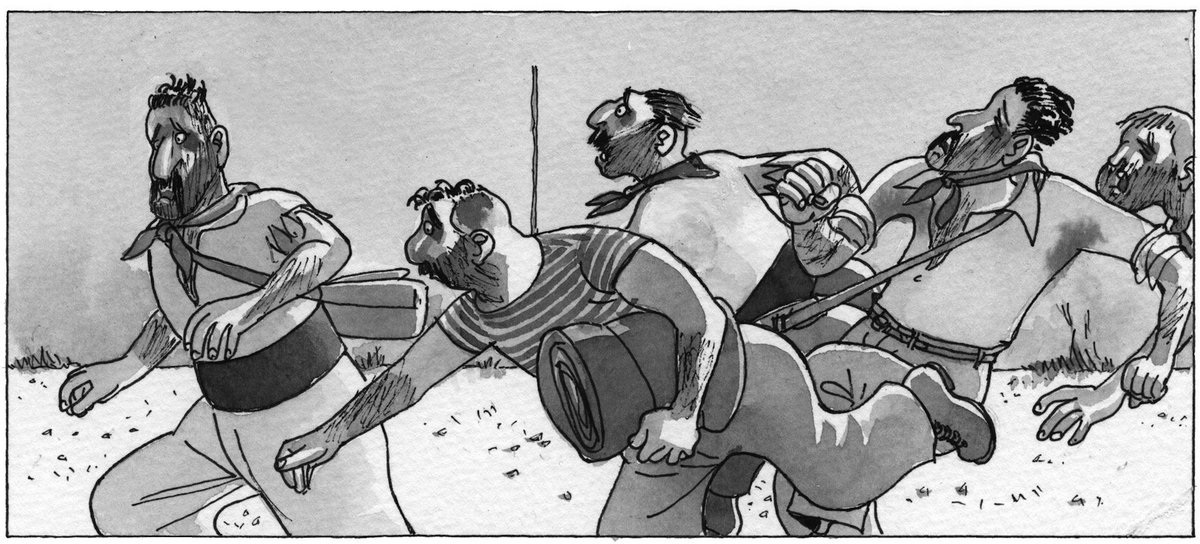 "Bella Ciao" beginnt mit einem historischen Ereignis im August 1893: Italienische Gastarbeiter in Südfrankreich werden von einem wütenden Mob gejagt. Bilder: Edition 52. Mehr Comic-Impressionen mit Klick auf den Pfeil.