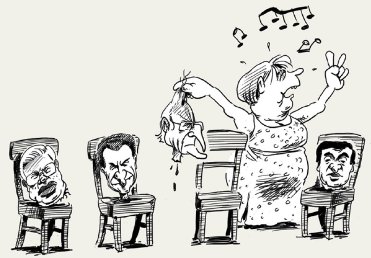 Weitere Konkurrenten folgen – ihr Schicksal ist ähnlich. Köpfe von links: Roland Koch, Günther Oettinger, Edmund Stoiber und Peter Müller. Weitere Konkurrenten folgen – ihr Schicksal ist ähnlich. Köpfe von links: Roland Koch, Günther Oettinger, Edmund Stoiber und Peter Müller.