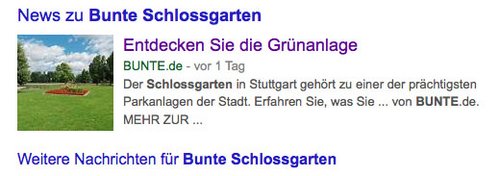 Schlossgarten reloaded bei Bunte.de. Screenshot