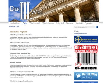 Antisemitisch, ausländerfeindlich und reaktionär. Die Homepage der Kleinpartei. Screenshot