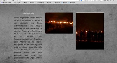 Naziseite mit Fackelzug. Screenshot: Homepage "Freundeskreis Ein Herz für Deutschland e.V. 1989 Pforzheim"