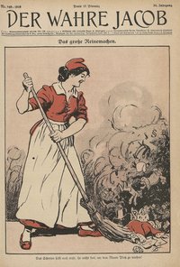 "Das große Reinemachen" (31. 1. 1919): Von der Revolution hinweggefegt werden Monarchen, Kapitalisten - und der USPD-Politiker Kurt Eisner. Bild: Universitätsbibliothek Heidelberg