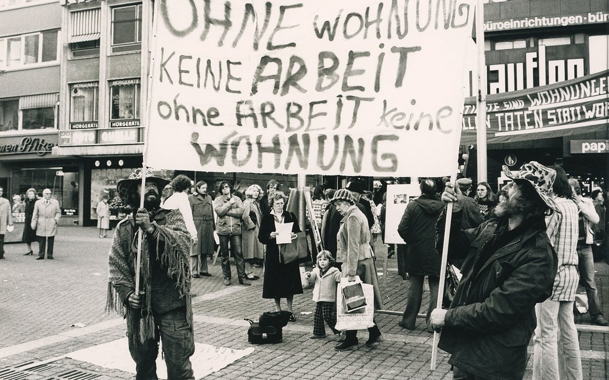 Protest der Wohnsitzlosen, Stuttgart 1980. Wie aktuell das Thema nach wie vor ist, zeigt die Klickstrecke. Foto: Stadtarchiv Stuttgart, Kraufmann