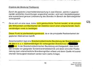 Prüfbericht mit Widersprüchlichem übers Brandalarmsystem.