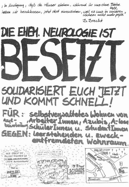 Flugblatt der Hausbesetzer*innen. Foto: Holger Herzog