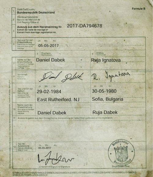 Die offenkundig gefälschte Heiratsurkunde. Foto: privat