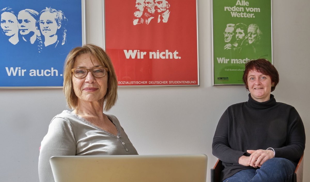 Kontext-Chefredakteurin Susanne Stiefel (links) und Stellvertreterin Anna Hunger. Foto: Joachim E. Röttgers