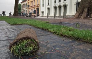 Rollrasen vor dem Theater. Foto: Kontext