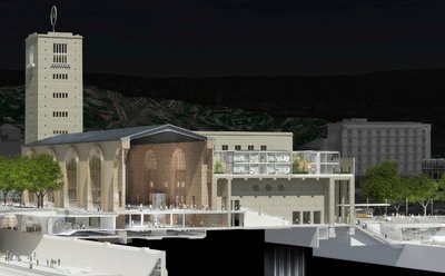 Den Stuttgarter Stadträten präsentierte Aussichten, eher schwarz als rosig. Modell: Ingenhoven Architects