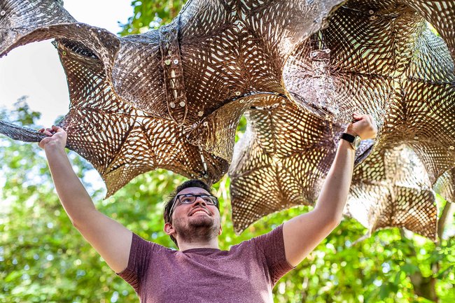 Nicht nur als tragende Kräfte: Die Studierenden sind direkt an der Forschung beteiligt. Foto: ©BioMat am ITKE/ Universität Stuttgart/Masih Imani