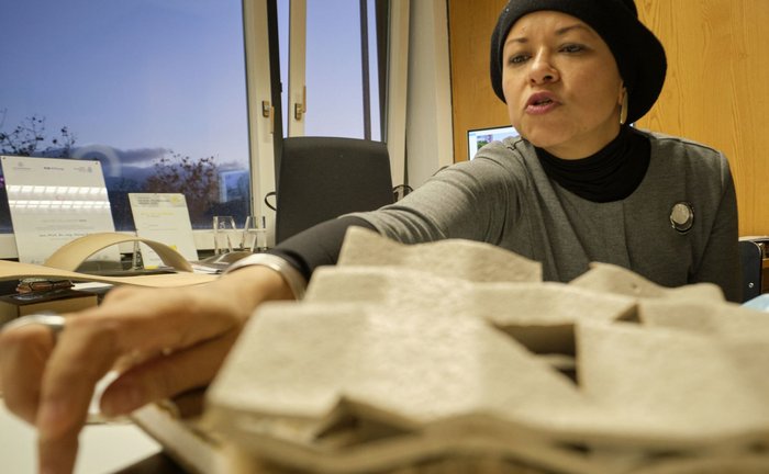 Eierkarton auf dem Schreibtisch? Dahy erklärt. Foto: Joachim E. Röttgers