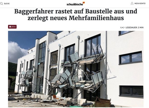 Sauber zerstört. Screenshot "Schwäbische Zeitung" Sauber zerstört. Screenshot "Schwäbische Zeitung"