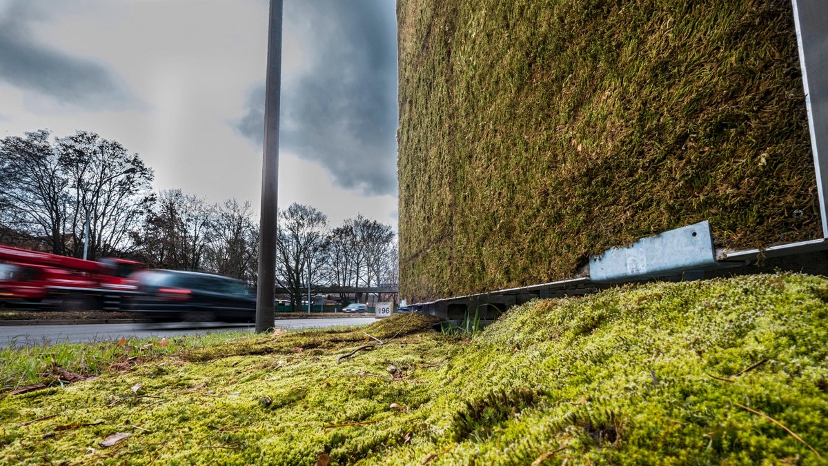 2017/18 lief ein Versuch am Stuttgarter Neckartor, Feinstaub per Mooswand einzufangen. Hat nicht geklappt. Foto: Joachim E. Röttgers